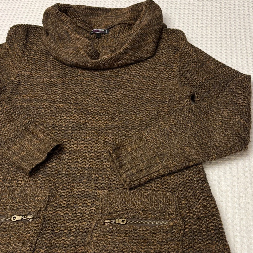Cozy Brown Cowl Neck Women's Sweater Size Large